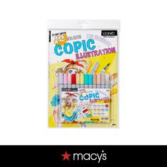 the packaging for copic illustration markers and pencils