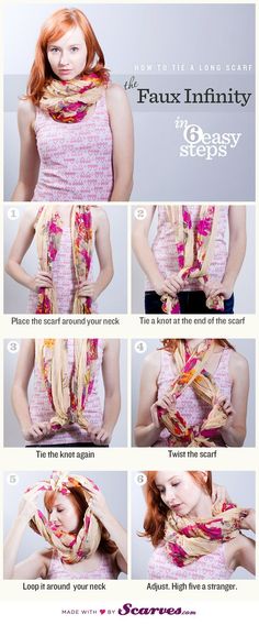 How To Tie a Scarf- The FAUX Infinity Style! Diy Infinity Scarf, Tie A Scarf, Ways To Wear A Scarf, Christmas Carols, Tie Scarf, Long Scarf