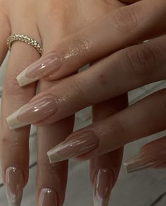 Beige Tips Nails, Summer Beige Nails, Beige Nails French Tip, Beige Nails Design Classy, Beige French Nails, Beige French Tip Nails, Beige Nude Nails, Classy Nude Nails, Nails Beige