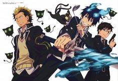 Yukie Sakou, A-1 Pictures, Ao no Exorcist, Kuro (Ao no Exorcist), Ryuji Suguro Hd Anime Wallpapers, Soup Spoon