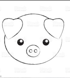 a pig's face drawn in black and white ink on a white background stock photo