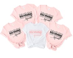 Birthday Group T-Shirts, Girls Birthday Squad Shirts, Birthday Queen Shirts, Birthday Party Shirts, Birthday Squad Tees,Birthday Crew Shirts ~~ Please check all color and size charts before place the order. Since all shirts are custom made based on your selection, I don't accept return or exchange unless there is an issue with your order. ~~ High quality and super soft, comfortable shirt. Made with top-of-the-line vinyl and pressed with a professional grade heat press. ~~ Processing time is 1-3 Pink Birthday T-shirt With Name Print, Pink T-shirt With Name Print For Birthday, Pink T-shirt For Birthday, Pink Letter Print Top For Birthday, Pink Text Print T-shirt For Birthday, Pre-shrunk Pink Shirt For Birthday, Pink Birthday Tops With Text Print, Pink Birthday Top With Text Print, Pink Tops With Text Print For Birthday