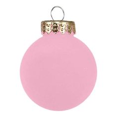 a pink christmas ornament with gold trimmings on the top and bottom