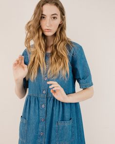 Vintage Denim Dress, Blue Denim Dress