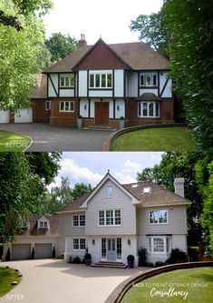 before and after photos of a large house