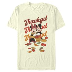 Who knew that dressing "mousey" could be so cute!? Celebrate Walt Disney's most iconic character with this officially licensed Disney Mickey Mouse and Friends Thankful Thankful Thankful Men's Graphic T-Shirt! This adorable tee features a cute graphic of Mickey and Minnie Mouse happily holding a basket full of apples with multi-colored leaves falling around them and the word: "Thankful" printed behind them multiple times. Dress in style this fall with a new graphic tee today that is perfect for y Feeling Thankful, Mickey And Minnie Mouse, Graphic Tee Design, Mickey Mouse And Friends, Mickey And Minnie, Men's Graphic T Shirt, Mickey And Friends, Henley Shirts, Disney Mickey Mouse