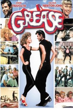 the poster for grease starring actors and actresss in various poses, from left to right