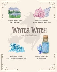 Fire Magick, Water Witchcraft, Modern Witch Tarot, Witch Types, Element Of Water, Lunar Witch, Water Magic, Strength Motivation, Water Witch