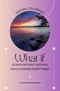 a purple background with the words, what if 25 days without alcohol could change everything?