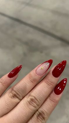 #nails #rednails #red #almond #trend #trendnails #nailinspo💅🏻 Gel X Nails Almond Red, Red Nails With Designs Almond, Red Gel Acrylic Nails Almond, Fall Red Nails Almond, Freedom Nails, Royal Red Nails, Nail Ideas Acrylic Red, Deep Red Acrylic Nails Almond, Almond Nails Red Tip