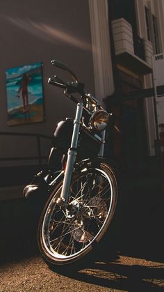 a motorcycle parked in front of a building