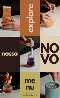 a series of posters with different types of drinks