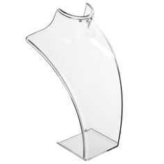 a clear glass vase with a curved base on a white background, it is isolated from the side