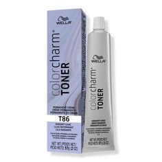 Colorcharm Permanent Crme Toner - PERM CREAM TONER 2OZ T86 RADIANT LILACBenefitsTo be used with ONLY 10 volume developer (sold separately) , using 20 volume may cause uneven results and scalp sensitivity.*WELLA Colorcharm lightener + permanent toner vs. lightener alone.Finishing step to neutralizing warmth after lightening.Perfectly even tone from root to end.Developer is requiredFormulated WithoutAnimal-derived ingredients, parabens, gluten and phthalates. - Colorcharm Permanent Crme Toner Silver Hair Toner Sally Beauty, Toners For Gray Mashroom Brown Hair, Black Toner For Blonde Hair, Purple Hair Toner, T14 Toner, Toner Shades, Silver Hair Toner, White Hair Toner, Silver Toner