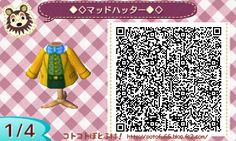 the animal crossing character is wearing a dress and standing in front of a qr code