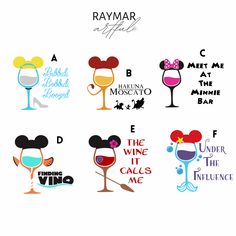 the logos for various wines and wine glasses