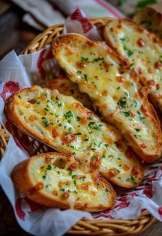 bread with cheese and herbs in a basket