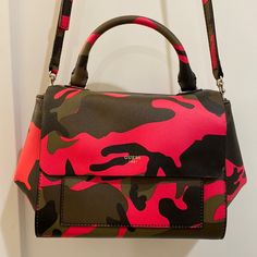 Brand New Without Tags Guess Bags Pink, Camo Handbags, Bags Pink, Guess Bags, Pink Camo, Pink Bag, Pink And Green, Camo, Bag Lady