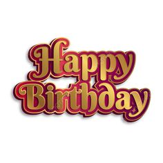 happy birthday greeting card with gold and pink lettering on white background, text, illustration png and psd