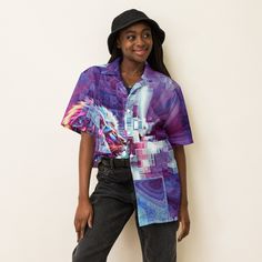 Check out this bold button-down shirt with a trendy oversized fit, that works well for outfit layering! Digital Majesty: Cyberpunk Lion Hawaiian Shirt! Step into a world where the majesty of nature meets the neon glow of cyberpunk with our "Roarr" button-up shirt. This piece isn't just a garment; it's a bold fusion of the wild and the wired, a statement piece for those who walk on the edge of contemporary fashion. 🦁🌌 👕 Style & Essence: - A perfect embodiment of the cyberpunk trend, featuring Music Festival Clothes, Button Up Shirt For Men, Outfit Layering, Edm Music Festivals, Style Essence, Festival Clothes, Button Shirts, Edm Music, Music Festival Outfits