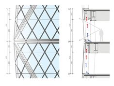 an architectural drawing shows the interior and exterior of a building