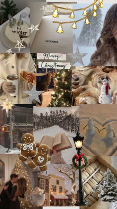 the collage shows many different pictures with people and christmas decorations on them, including teddy bears