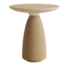 a white table with a beige base on it's top and an oval shape at the bottom