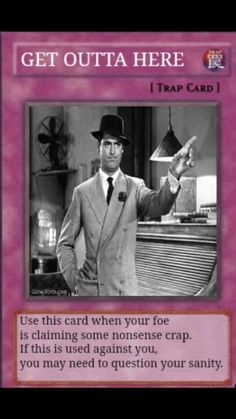 a card from the tv show get outa here with an image of a man in a suit and tie