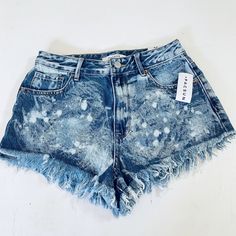 Brand New With Tags! Never Worn, I Bought Them For A Concert But Never Got Around To Wearing Them Acid Wash Distressed Bottoms For Summer, Summer Distressed Acid Wash Bottoms, Summer Acid Wash Bottoms With Frayed Hem, Summer Acid Wash Jeans With Frayed Hem, Summer Acid Wash Distressed Bottoms, Blue Distressed Shorts For Summer, Acid Wash Denim Shorts For Summer, High Waist Acid Wash Shorts For Summer, High Rise Acid Wash Shorts For Spring