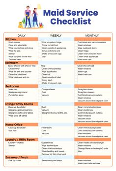 the maid service checklist is shown here