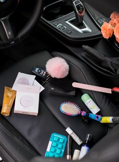 the contents of a car are neatly organized and ready to be used as an accessory