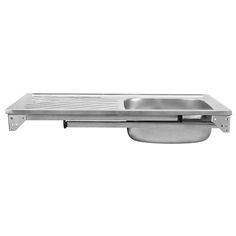 a stainless steel sink with the lid open on an isolated white background for use in commercial kitchen appliances