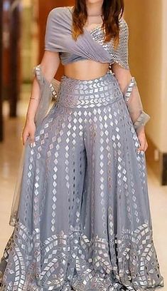 Plazo Dress Designs Latest Style, Indian Skirts And Tops, Plazo Lehenga Design, Indo Western For Sangeet For Women, Sarara Design Latest Party Wear, Indian Party Wear Dresses Latest, Latest Trendy Dresses Indian, Sarara Design Latest, Indowestern Outfits Wedding Women