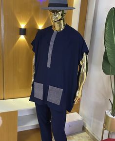 Navy blue kaftan Men Kaftan African Fashion For Wedding, Men Up And Down Styles Cloth, Caftan Dress For Men, Dashiki Styles For Men, Dansiki Styles Men, Latest Men Senator Designs, Men Kaftan Designs