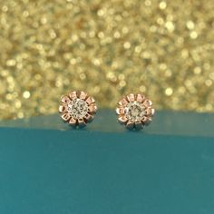 Small Tiny Diamond Stud Earrings, Champagne Diamond Earrings, Solid 14K Gold, Diamonds Earrings, Sim Rose Gold 14k Gold Diamond Earrings As Gift, Gift Yellow Gold Cluster Earrings With Diamond Accents, Rose Gold 14k Diamond Round Earrings, Rose Gold Brilliant Cut Diamond Earrings For Gift, 14k Rose Gold Round Diamond Earrings, Rose Gold Earrings With Brilliant Cut As Gift, Rose Gold 14k Diamond Earrings, Rose Gold Brilliant Cut Earrings As Gift, Rose Gold Brilliant Cut Earrings For Gift