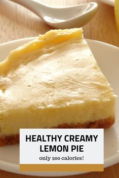 a piece of healthy creamy lemon pie on a plate