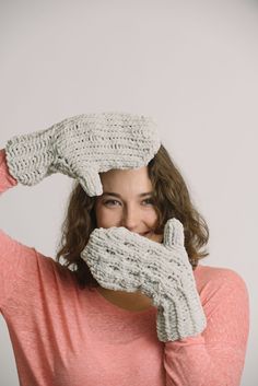 Whip up a pair of velvety soft, chunky chenille mittens to keep your fingers warm. Featuring a simple to memorize honeycomb cable, these are sure to be knitted up in a flash! Knit Gloves, Fingerless Gloves Knitted, Mittens Pattern, Long Knit, Knitted Gloves, Arm Warmers, Honeycomb, Winter Hats, Gloves