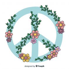 a peace sign with flowers on it