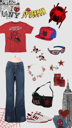 an assortment of clothing and accessories is shown