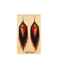 Earrings Beaded Black Red Yellow Chandelier Fire Native African Ankara Long Beadwork Seed bead  These elegant and fieric earrings made of high-quality Czech beads. They have a metal hook with gold plating.  Colors: Black + Red + Yellow + Gold  Length of the Earrings - 5.5 inches (14 cm)  100% Handmade Black Jewelry For Festivals, Festival Jewelry With Round Beads And Ear Wire, Beaded Earrings For Festivals And Gifts, Beaded Earrings For Festivals Gift, Colorful Beads Long Drop Jewelry As Gift, Colorful Beads Long Drop Jewelry For Gift, Long Drop Colorful Beads Jewelry Gift, Festival Drop Earrings With Dangling Beads, Colorful Beads Long Drop Jewelry Gift