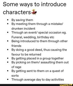 some ways to introduce characters by saying them about the character's actions and their roles