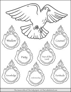 a coloring page with different symbols for the bible