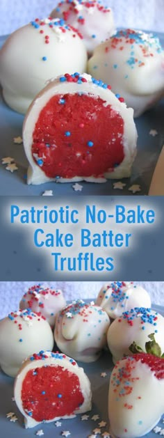 patriotic no - bake cake batter truffles