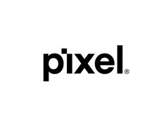 the word pixell is written in black on a white background