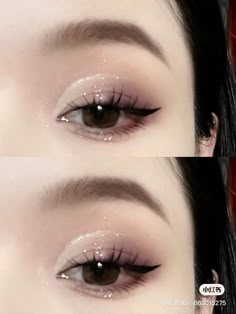 Make Up Inspo Korean, Korean Makeup Inspo Aesthetic, Makeup Aesthetic Eyeshadows, Hoco Makeup Asian, Korean Makeup Look Glitter, Douyin New Year Makeup, Cute Eye Makeup Aesthetic, Korean Style Eye Makeup, K Beauty Eye Makeup