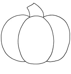 a black and white drawing of a pumpkin with the outline on it's side