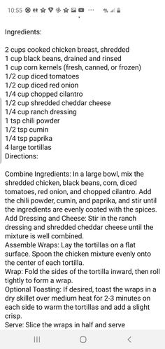 Corn Kernel, Cook Chicken Breast, Ranch Dressing, Diced Tomato, Shredded Chicken, Chili Powder, Black Beans, Red Onion, Cheddar Cheese