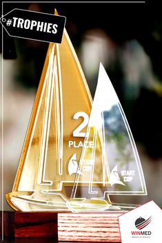 Sailing award with a nautical-themed design for celebrating achievements in sailing competitions and regattas. Acrylic Trophy, Sailing Gifts, Award Ideas, Custom Trophies, Yacht Club, Awards Ceremony, Nautical Theme