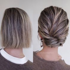 Short Medium Hair, Neck Length Hair, Updos For Short Hair, Medium Length Updo, Short Hair Bun, Mother Of The Bride Hair, Chin Length Hair