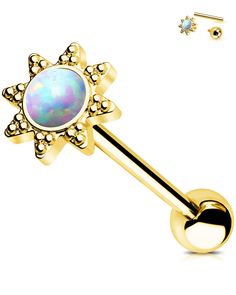 PRICES MAY VARY. STYLE:This tongue stud features a unique sun-shaped design, adding an artistic flair and a sense of individuality and fashion to the wearer. GAUGE:Bar thickness:14g(1.6mm), Bar Length: 16mm,ends ball diameter: 5mm. MATERIAL: Crafted from high-quality stainless steel, this tongue stud ensures durability and corrosion resistance, making it a robust choice for long-term wear. PACKAGE:The tongue stud undergoes a smooth surface treatment, ensuring a comfortable wearing experience whi Tongue Stud, Sun Element, Tongue Piercing Jewelry, Tongue Piercings, Tongue Ring, Thread Design, Tongue Piercing, Tongue Rings, Body Jewelry Piercing